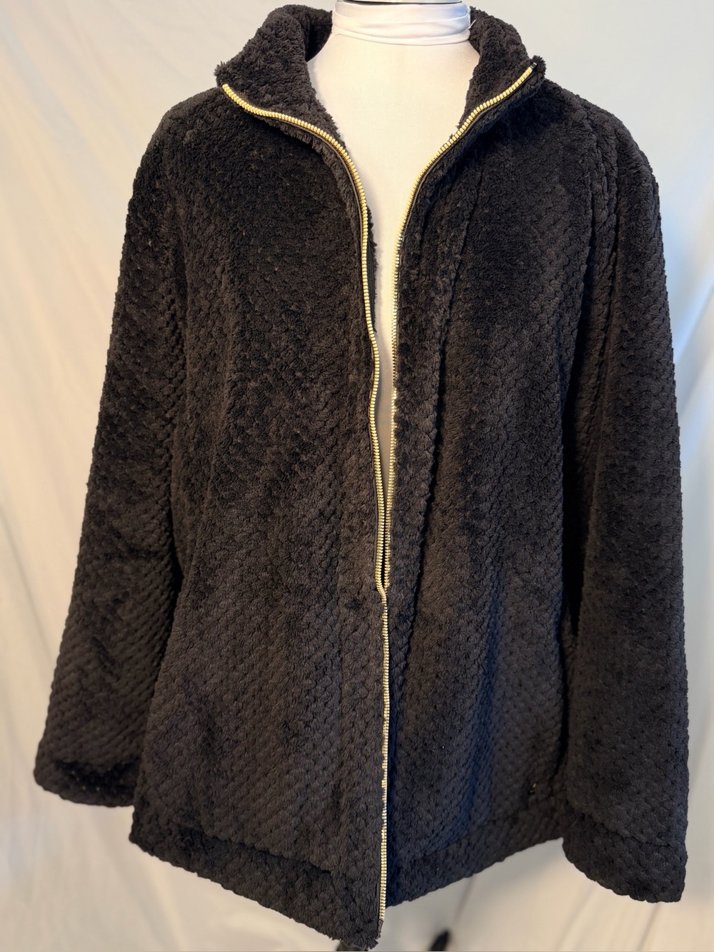 Anne Klein sherpa plush zip-up jacket